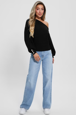 Kadın Guess Düşük Omuz Kazak - Siyah 