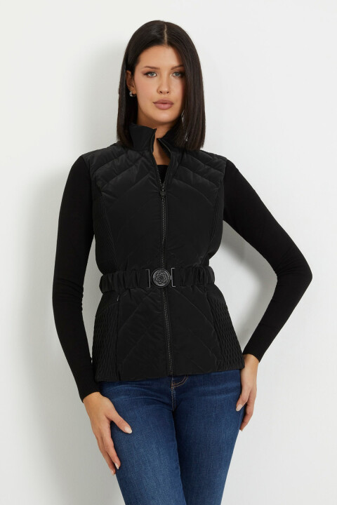 Kadın Kemerli Şişme Yelek-Siyah 