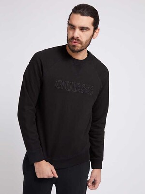 Önde Logolu Erkek Sweatshirt-Siyah 