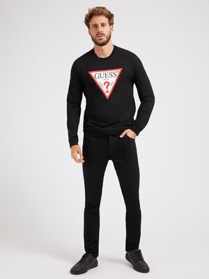 Üçgen Logolu Erkek Sweatshirt-Siyah 