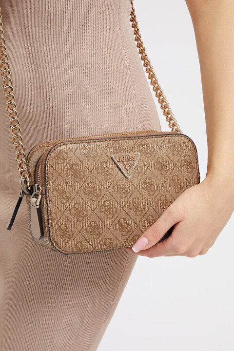 Kadın 4G Logolu Noelle Çapraz Mini Çanta - Kahverengi 