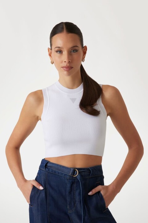 Kadın Alexia Kolsuz T-Shirt - Beyaz 