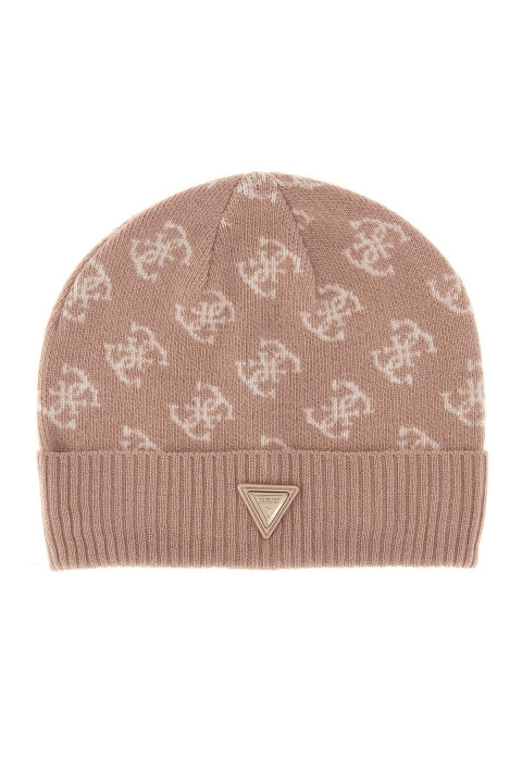 Kadın Allover Jacquard Aktif Yün Karışımlı Bere - Pudra 