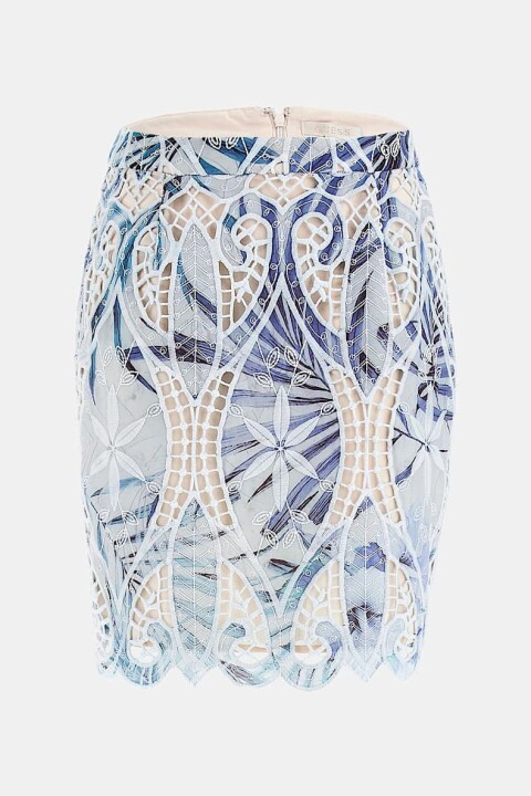 Kadın Anastasia Dantel Mini Etek - Mavi 