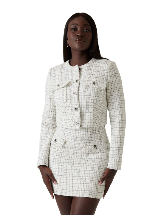 Kadın Annamaria Tweed Ceket – Beyaz 