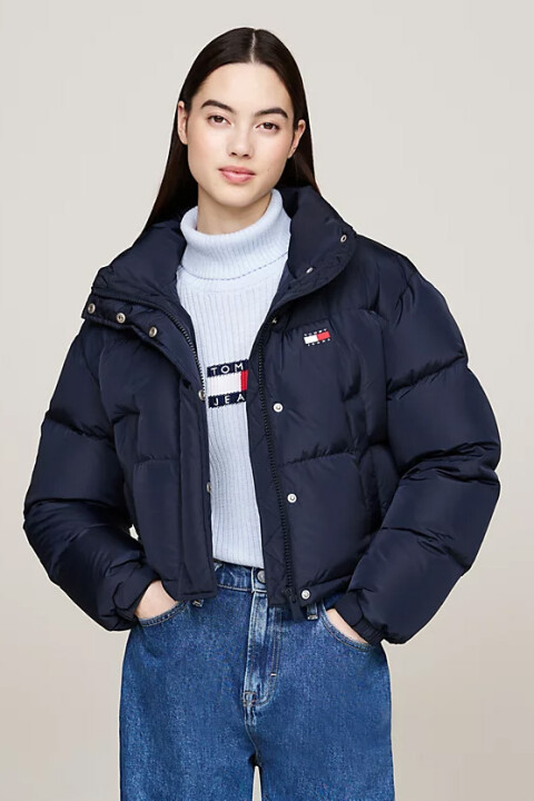 Kadın Arka Grafik Logolu Alaska Down Puffer Mont - Lacivert 