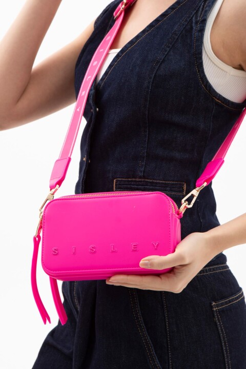 Kadın Askılı Fermuarlı Çapraz Çanta - Fuşya 