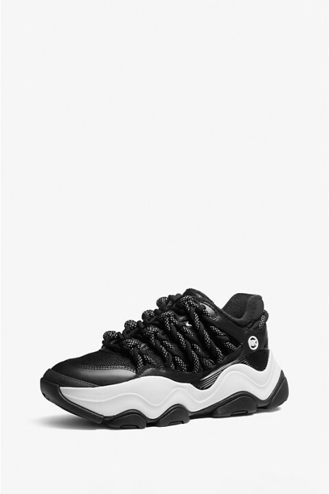 Kadın Atlas Cord Kordon Bağcıklı Chunky Sneakers - Siyah 