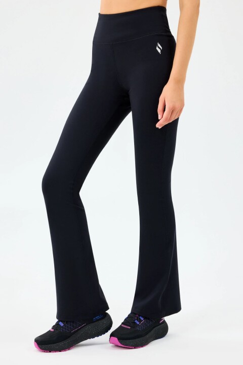 Kadın Basic Flare Yüksek Bel Bol Paça Tayt - Siyah 