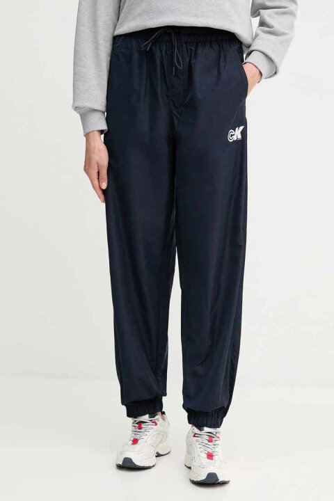 Kadın Beli Bağcıklı Paçası Ribanalı Jogger Pantolon - Lacivert 