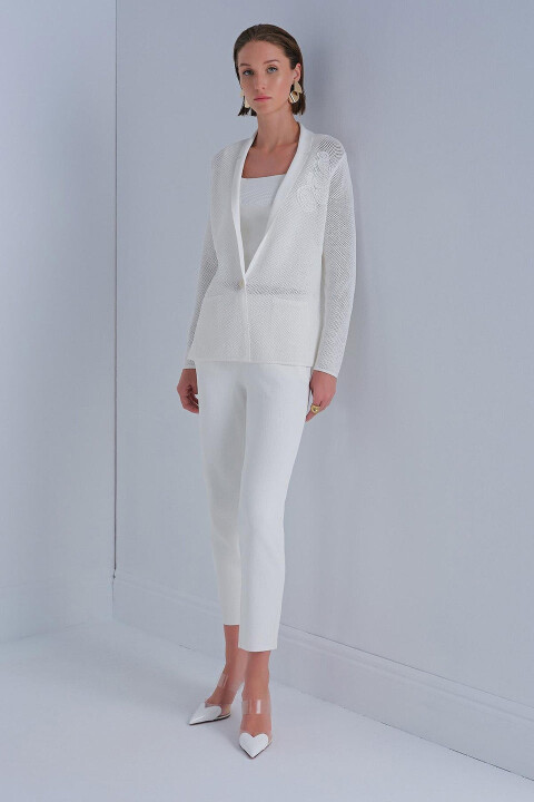 Kadın Beli Kordonlu Cepli Pantolon - Ekru 