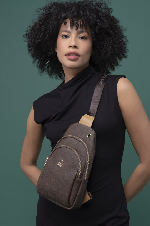 Kadın Benetton Vücüt Cantası - Kahve Camel 