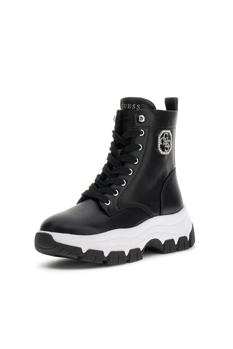 Kadın Benzon Taşlı Aksesuarlı Kalın Tabanlı Bot - Siyah 