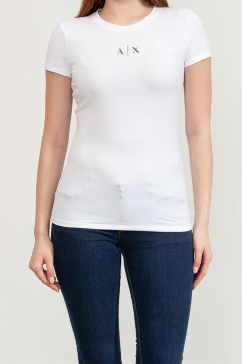 Kadın Bisiklet Yaka T-Shirt - Beyaz 