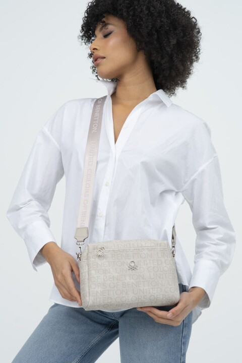 Kadın Bnt Monogram Eskitme Çapraz Çanta - Taş 