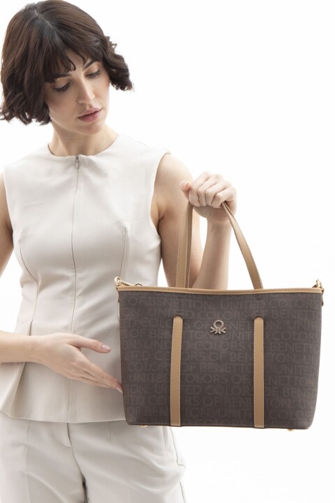 Kadın Bnt Monogram Eskitme Kol Çantası - Kahverengi 