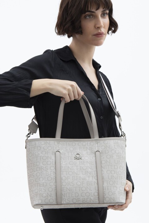 Kadın Bnt Monogram Eskitme Kol Çantası - Taş Rengi 