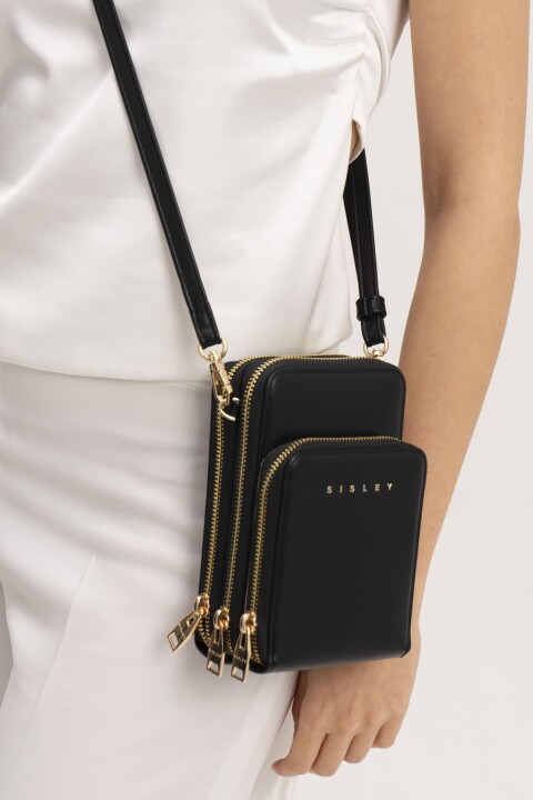 Kadın Bölmeli Küçük Omuz Çantası - Siyah 