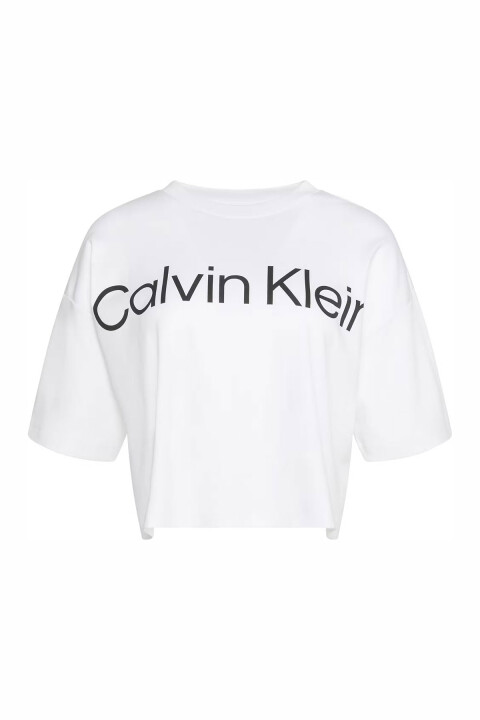 Kadın Boxy Logo T-Shirt Pamuklu Oversize Stil T-Shirt - Beyaz 