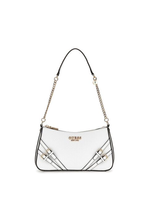 Kadın Bramina Top Fermuarlı Omuz Çantası - Beyaz 