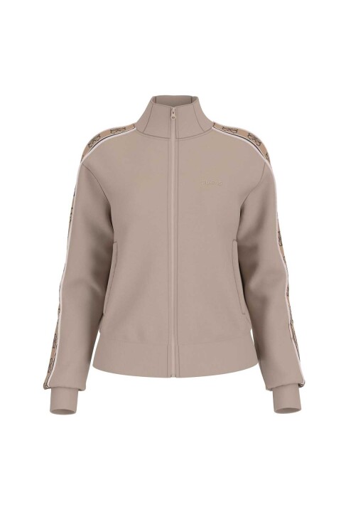 Kadın Britney Full Fermuarlı Sweatshirt - Açık Kahve 