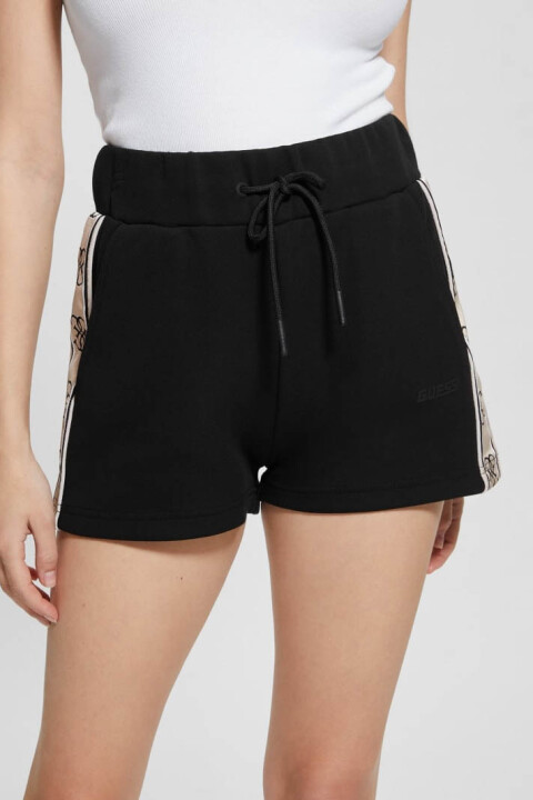 Kadın Britney Yan Logolu Şort - Siyah 