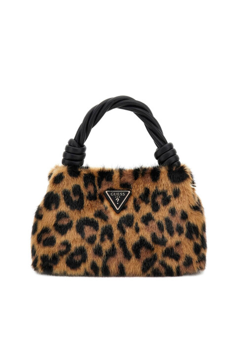 Kadın Burgu Saplı Leopar Desenli Pelüş Çanta - Mix 