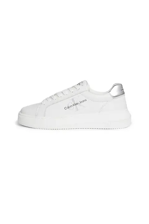 CALVIN KLEIN Kadın Chunky Cupsole Sneaker Ayakkabı Beyaz Gümüş