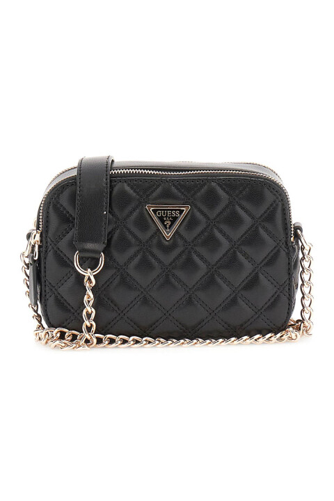 Kadın Çift Bölmeli Kapitone Çapraz Askılı Çanta - Siyah 