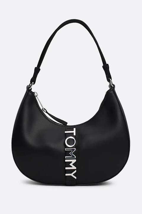Kadın City Metal Logo Omuz Çantası - Siyah 