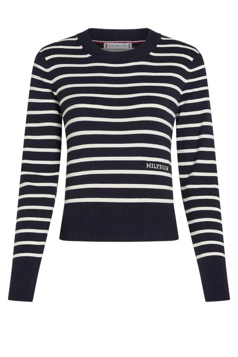 Kadın Çizgili Kazak - Lacivert 