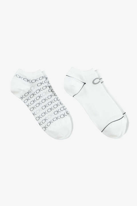 Kadın Ck 2'li Sneaker All Over Logo Çorap - Beyaz 