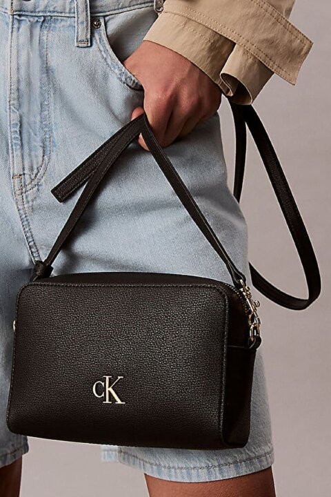 Kadın Ck Askılı Kamera Çantası - Siyah/Gold 