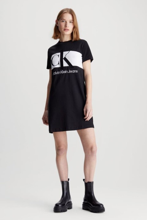 Kadın Ck Blocking T-Shirt Elbise - Siyah 