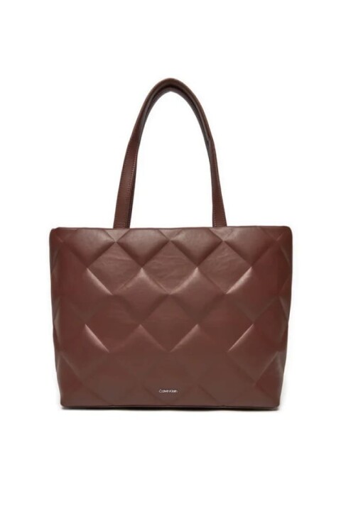 Kadın Ck Diamond Quilt Medium Shopper Omuz Çantası - Bordo 