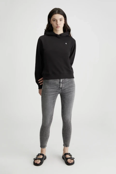 Kadın Ck Embro Badge Regular Hoodıe Sweatshirt - Siyah 