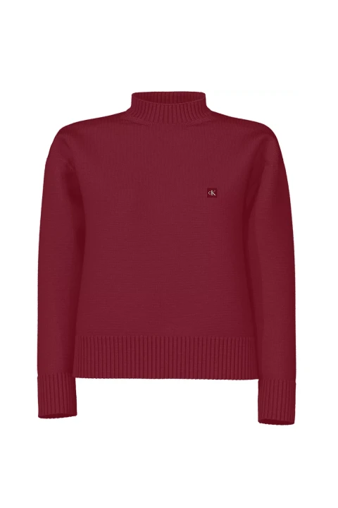 Kadın Ck Embro Badge Sweater Kazak - Bordo 
