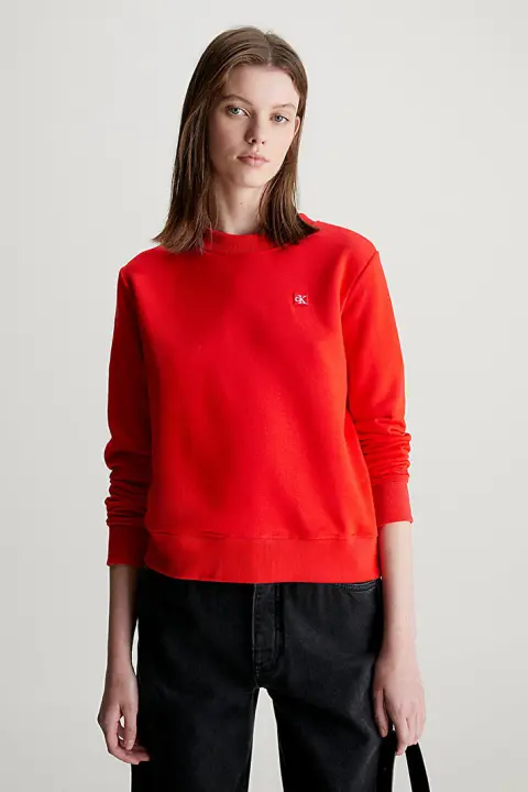 Kadın Ck Embro Badge Sweatshirt - Kırmızı 