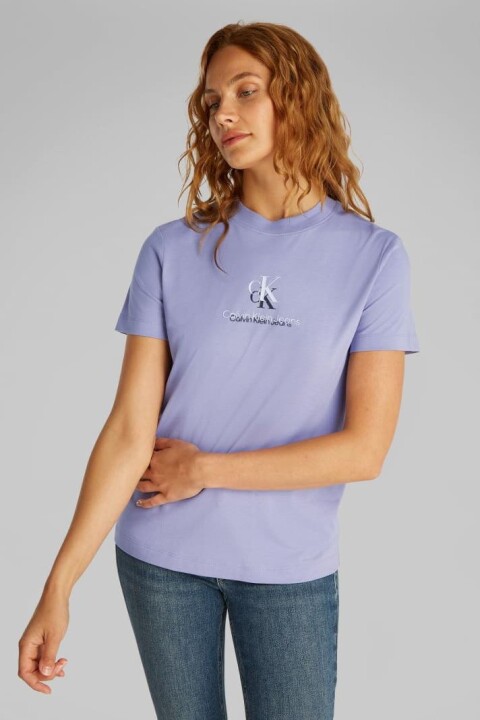 Kadın Ck Gölge Grafik Logo T-Shirt - Mor 