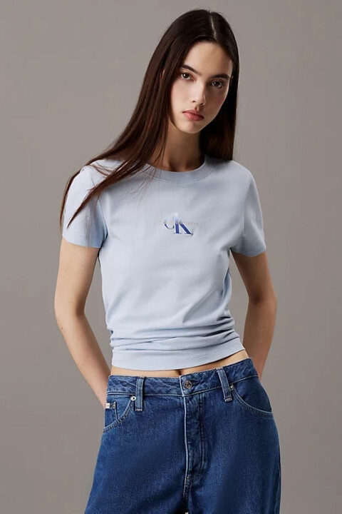 Kadın Ck Gradient Slim T-Shirt - Mavi 
