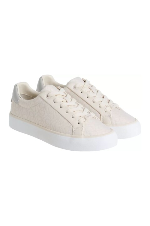 Kadın Ck Logo Jacquard Bağcıklı Sneakers - Krem 