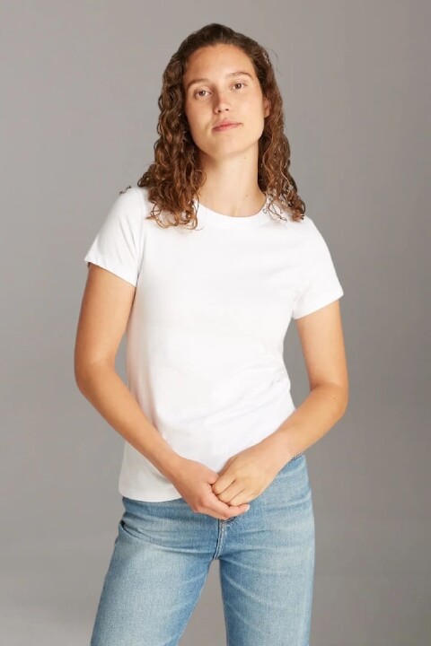 Kadın Ck Logo Neckline T-Shirt - Beyaz 