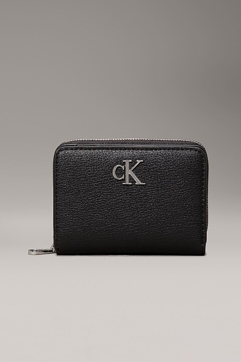 Kadın Ck Minimal Monogram Fermuarlı Cüzdan - Siyah 