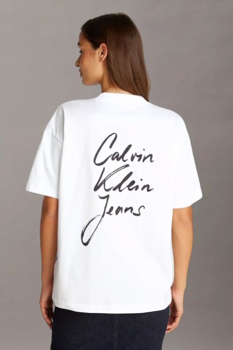 Kadın Ck Monologo Scrıpt Arkası Desenli T-Shirt - Beyaz 