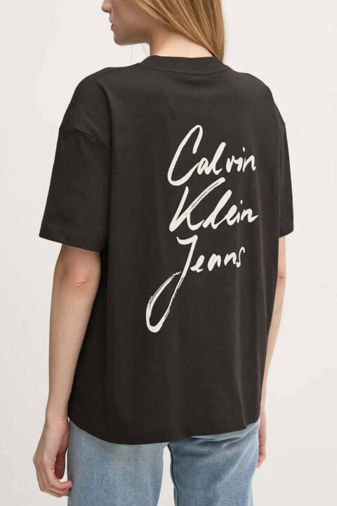 Kadın Ck Monologo Scrıpt Arkası Desenli T-Shirt - Siyah 