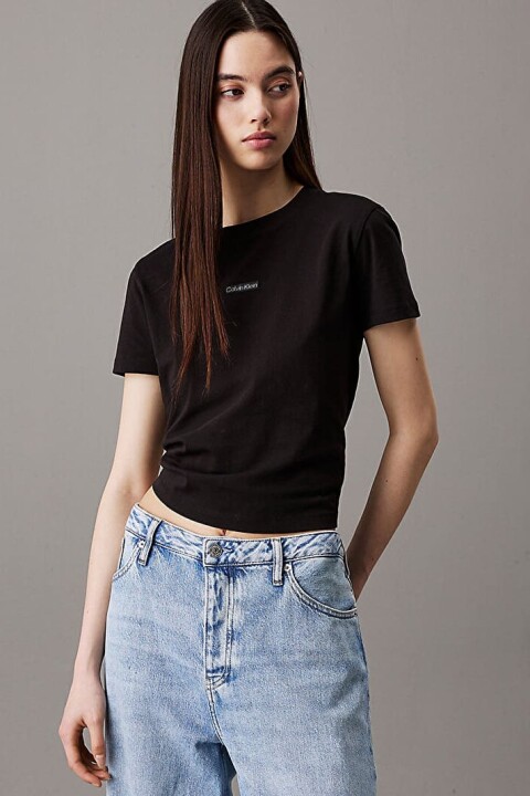 Kadın Ck Placed İnstitutional T-Shirt - Siyah 