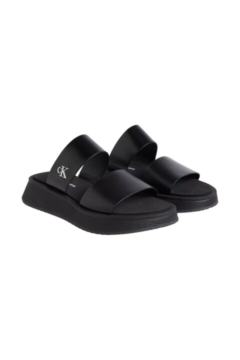Kadın Ck Sandal Slide Double Strap Terlik - Siyah 