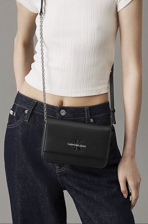 Kadın Ck Sculpted Ew Flap Telefon Çantası - Siyah 