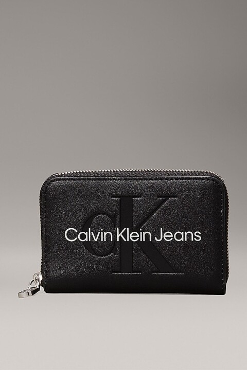 Kadın Ck Sculpted Med Fermuarlı Cüzdan - Siyah 