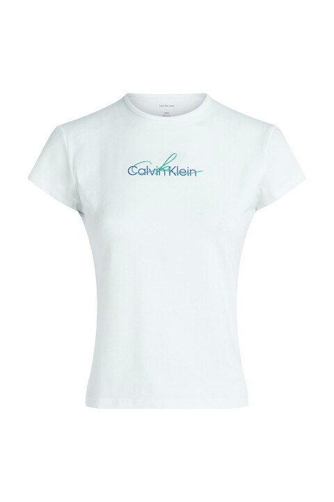 Kadın Ck Slim Script Logo T-Shirt - Beyaz 
